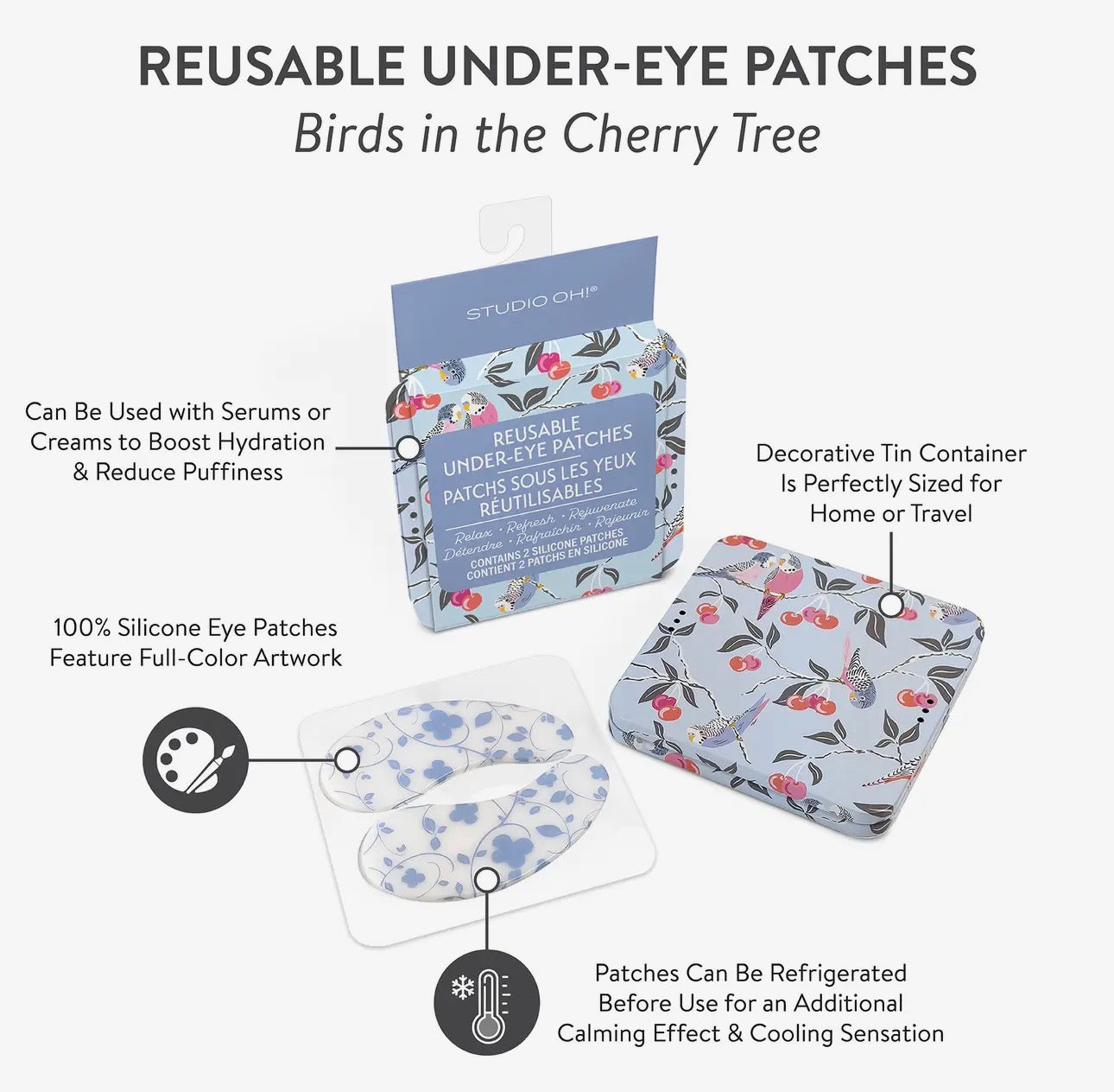 Birds in the Cherry Tree Reusable Under Eye Patches