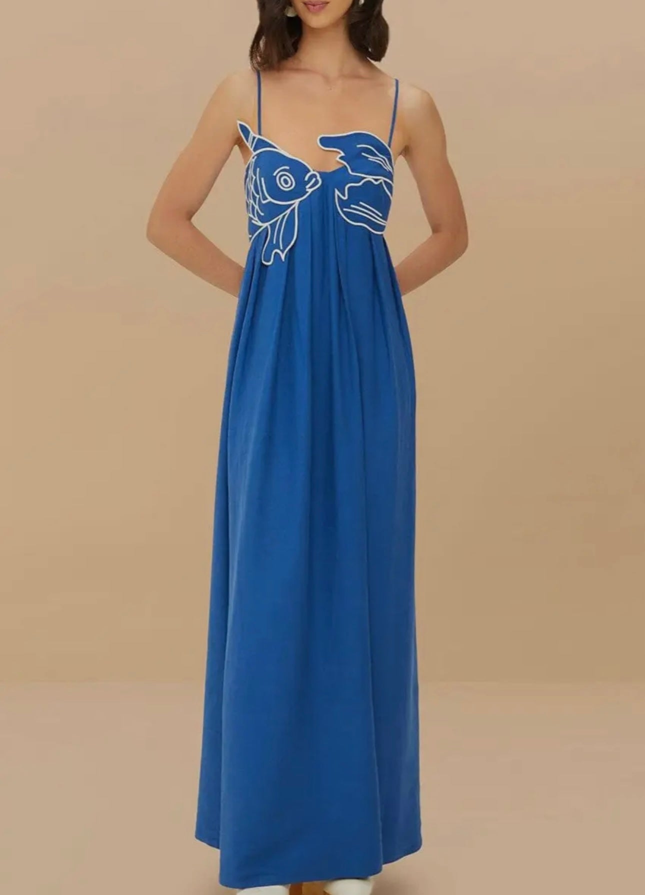 blue koi fish maxi dress