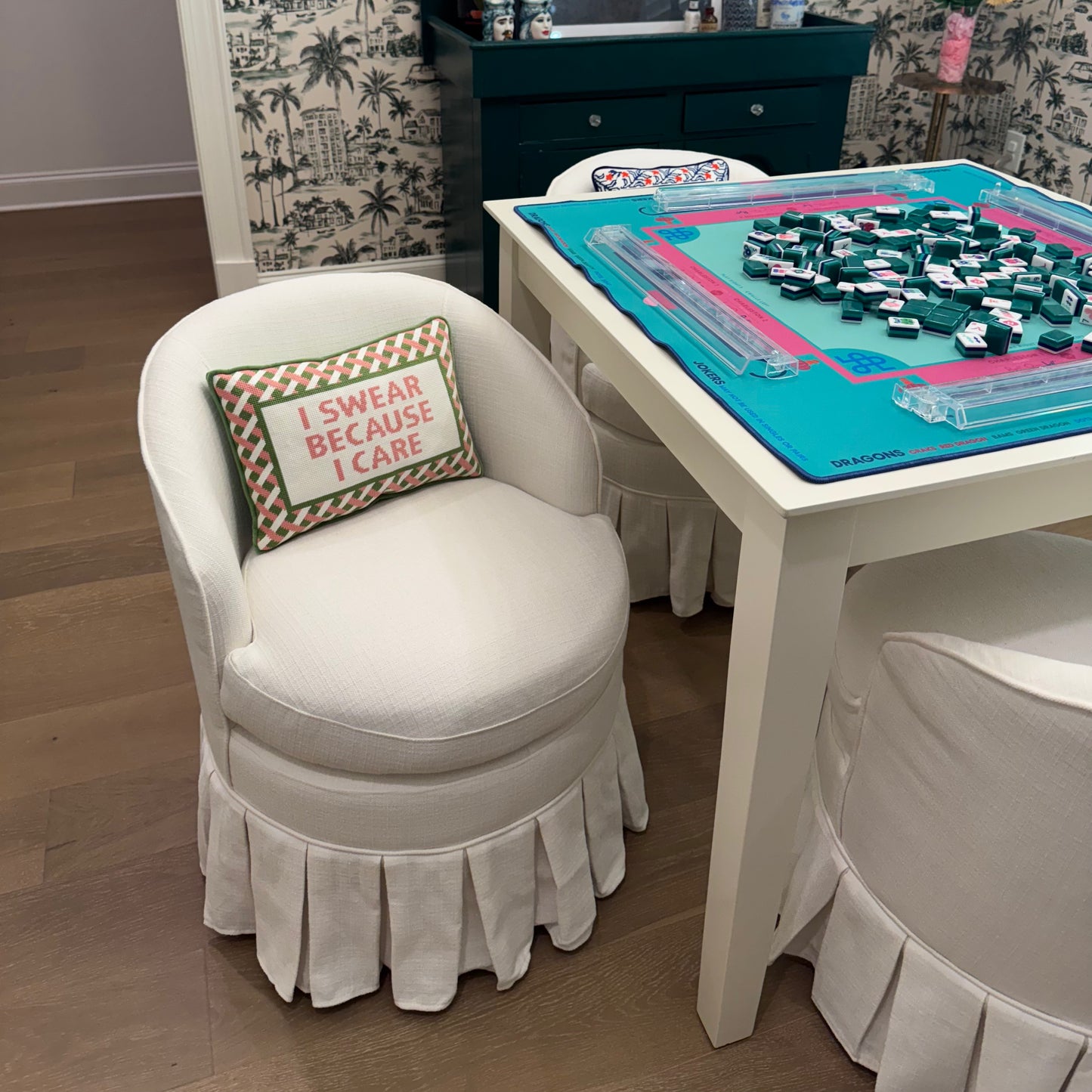 I Swear Because I Care embroidered pillow