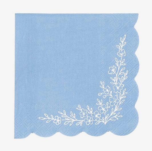 Floral Elegance Blue Beverage Napkins