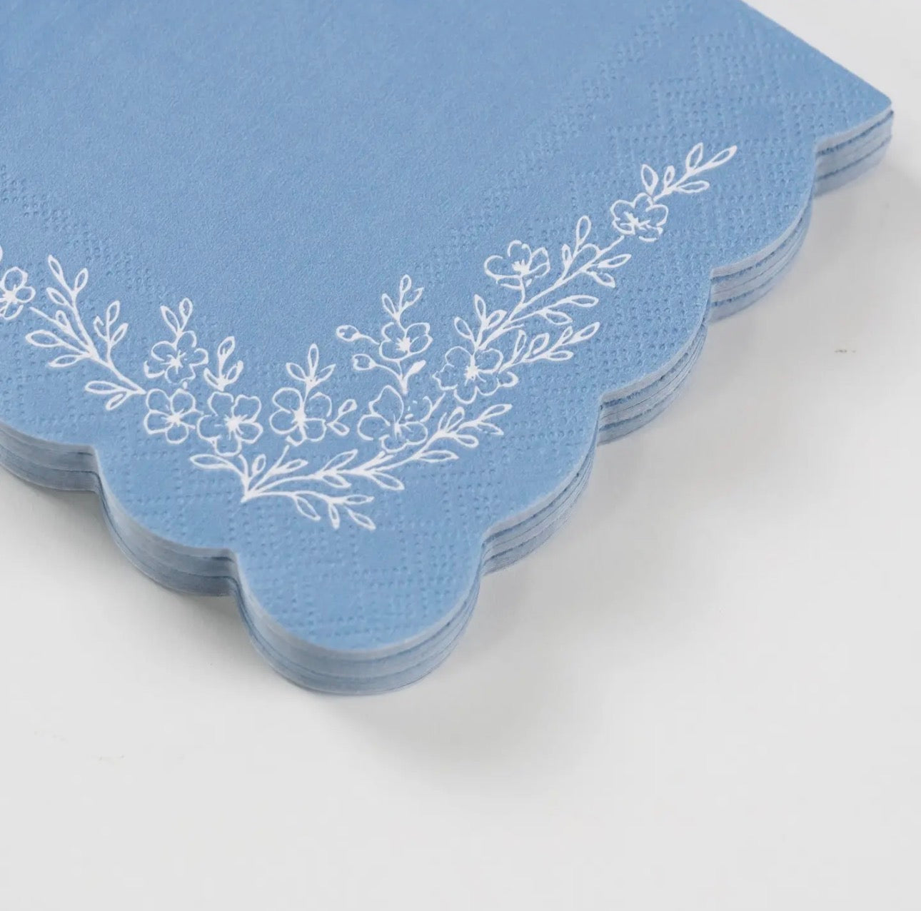 Floral Elegance Blue Beverage Napkins