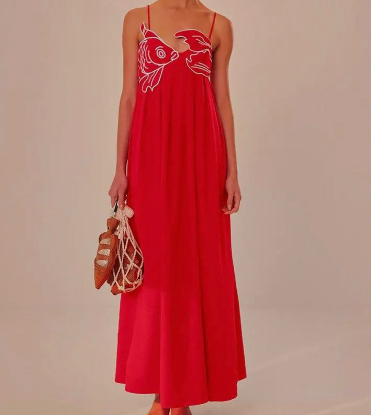red koi fish maxi dress