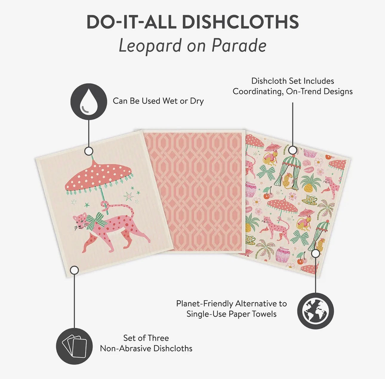 Leopard On Parade Do-It-All Dishcloth