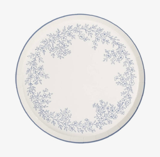 Floral Elegance White Dessert Paper Plate