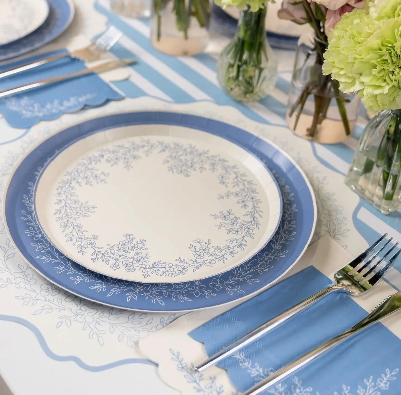 Floral Elegance White Dessert Paper Plate