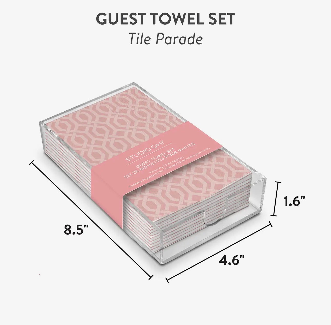 Pink Tile Parade Guest Towel Set with Tray