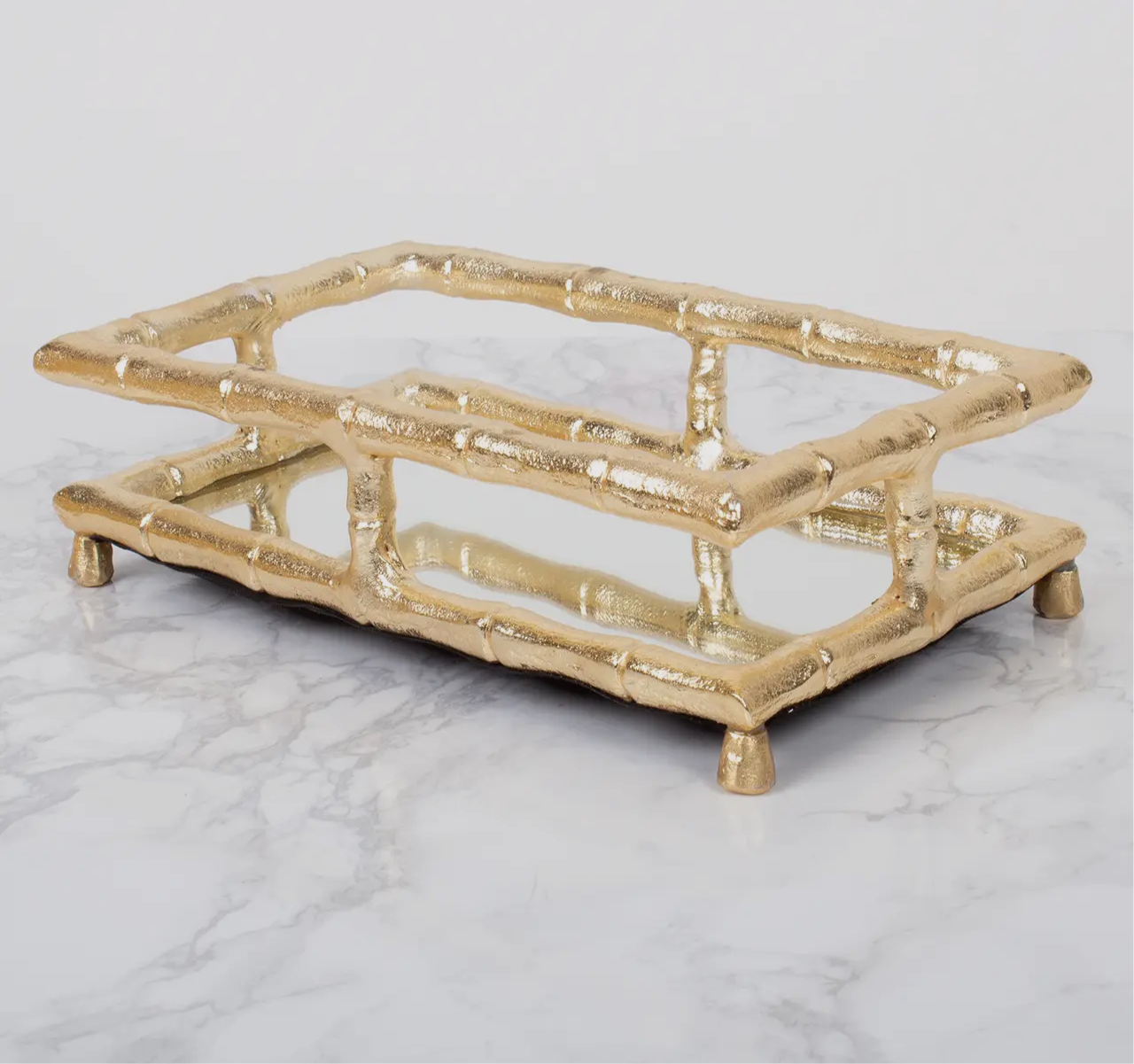 Gold Bamboo Guest Towel Tray