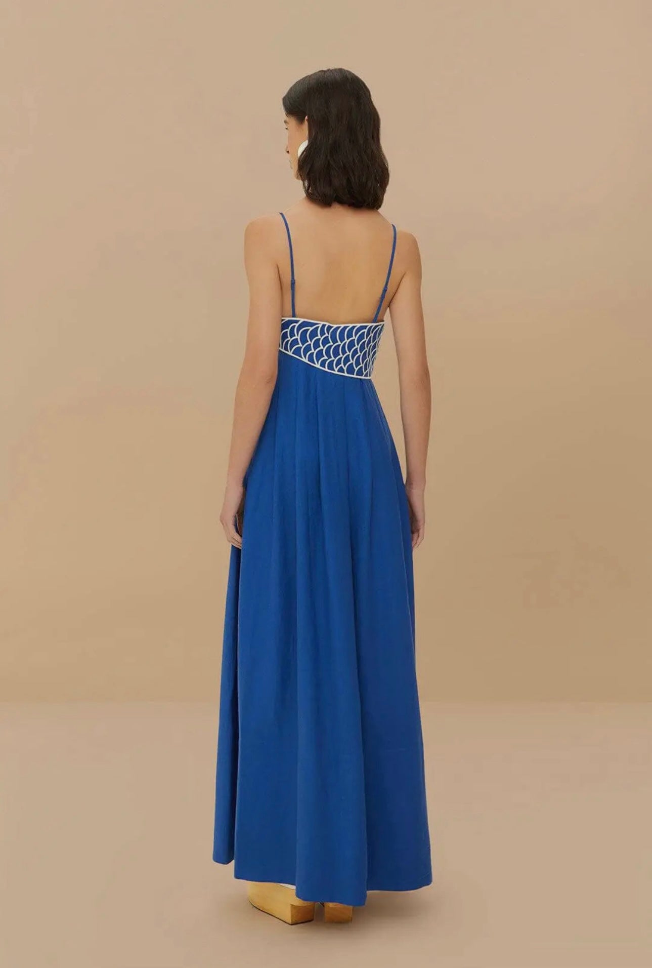 blue koi fish maxi dress