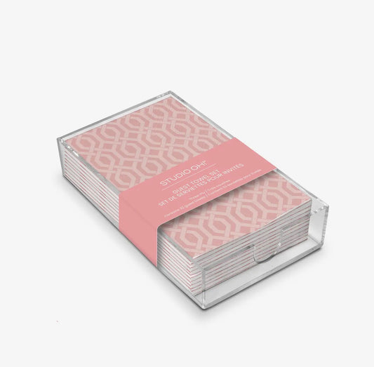 Pink Tile Parade Guest Towel Set with Tray