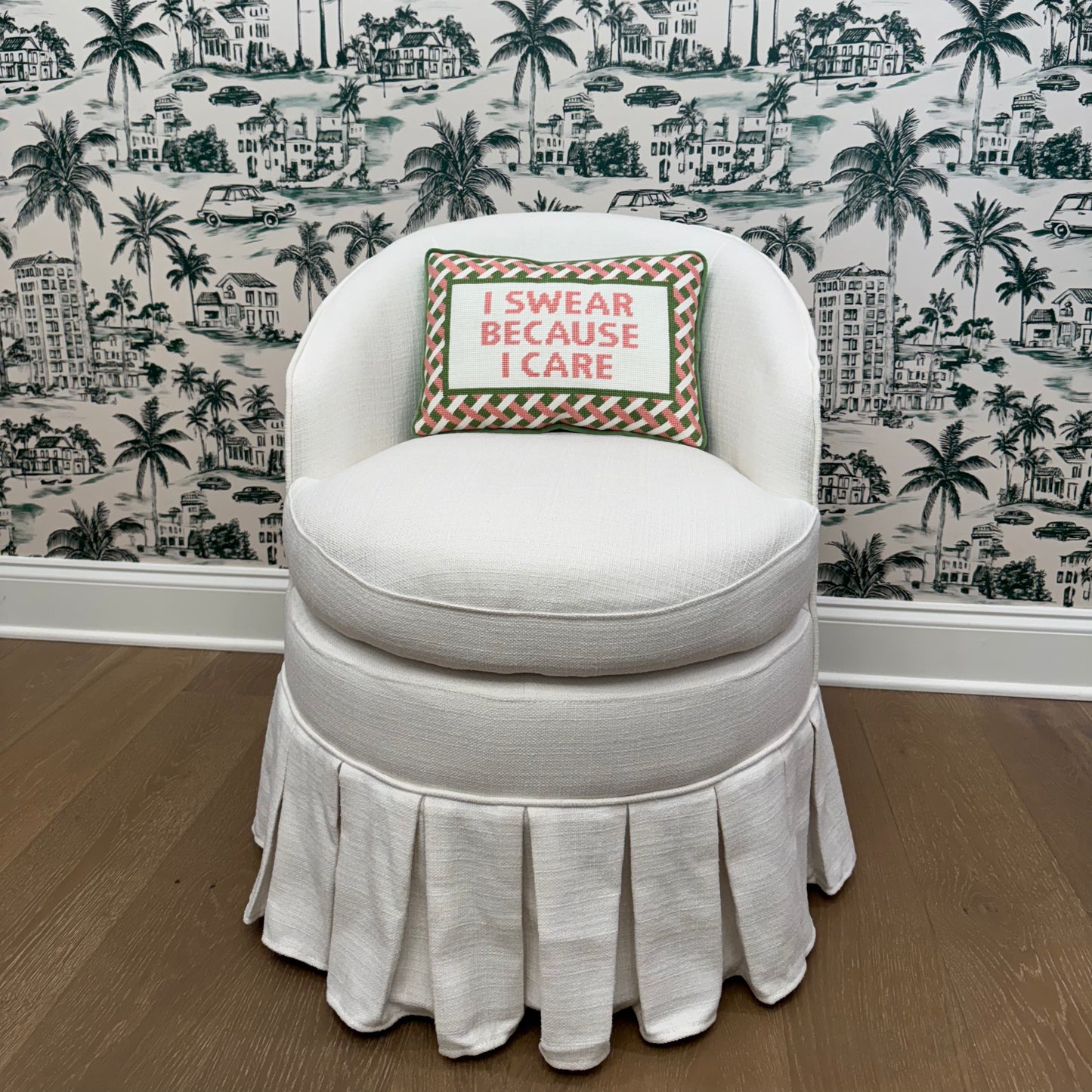 I Swear Because I Care embroidered pillow